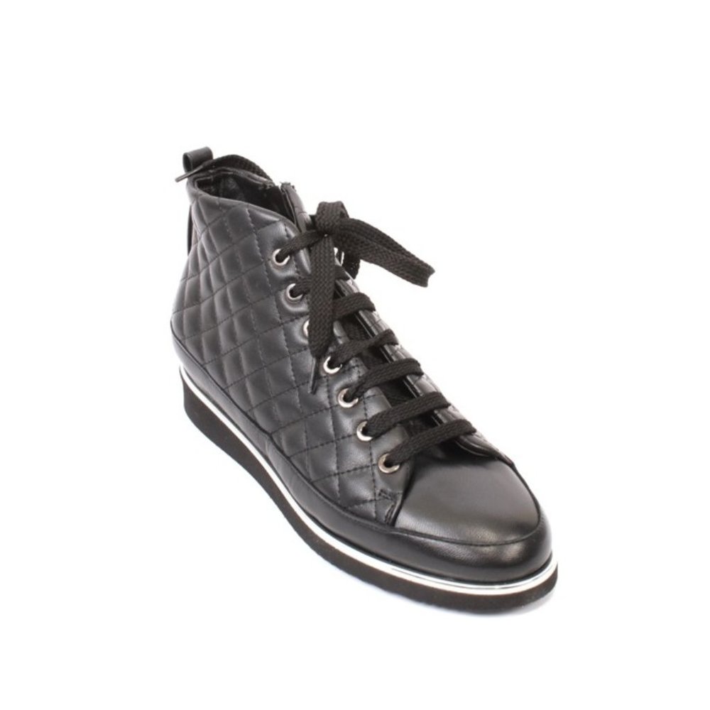 Gianni Ferrante 121e Black Leather Comfort Wedge Shoes